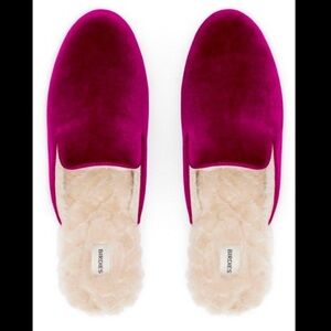 Birdies “The Phoebe” faux fur-lined velvet mules, size 8.5